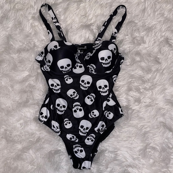 Sourpuss Other - Sourpuss Skull One Piece Swimsuit